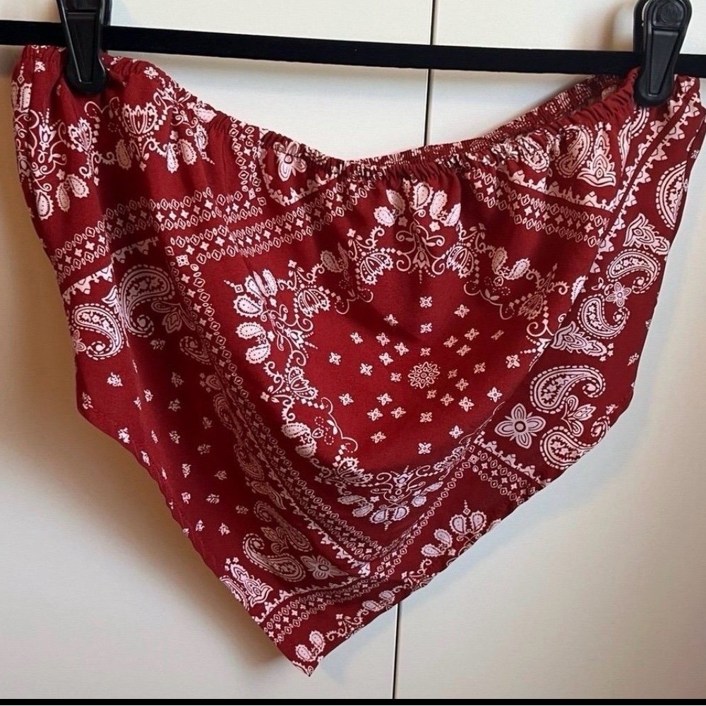 SHEIN Red Bandana Print Triangle Crop Top